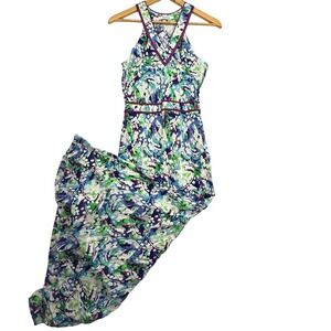 Robert Graham Maxi Dress Floral‎ Print Halter Neck Sleeveless Blue Size 4 - flaw